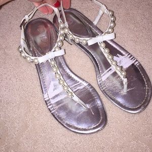 Blue Beaded and Pearl Sandals